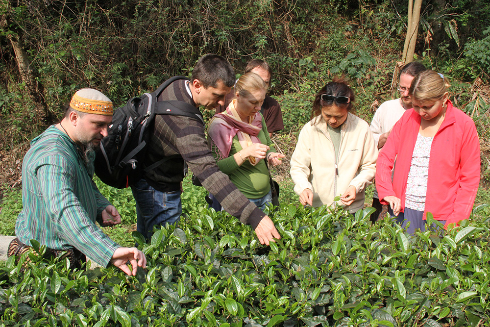3俄羅斯卡波免稅集團(tuán)一行在滇紅茶創(chuàng)始人馮紹裘銅像前合影留念